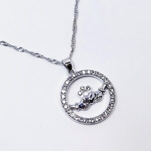 NWT Glencara Silver Stone Claddagh Circle Pendant Necklace!